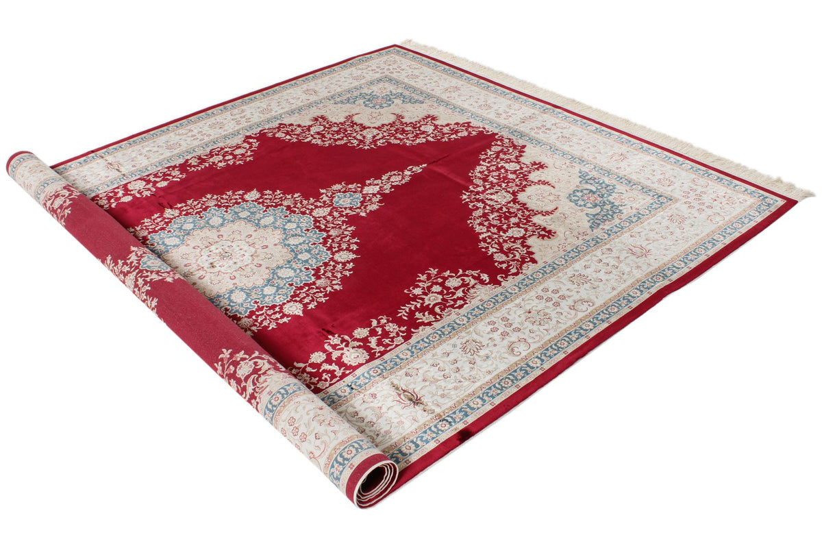 7x10 Red and Ivory Turkish Antep Rug