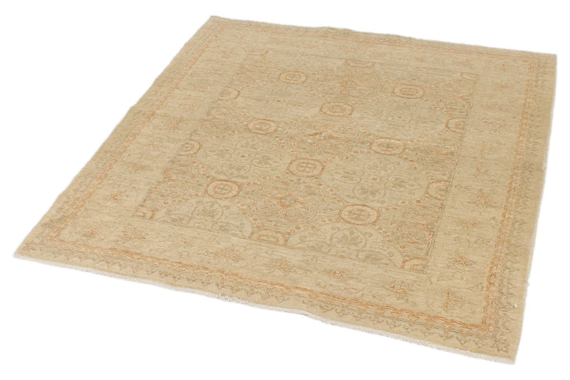 4x4 Ivory and Ivory Persian Traditional Rug