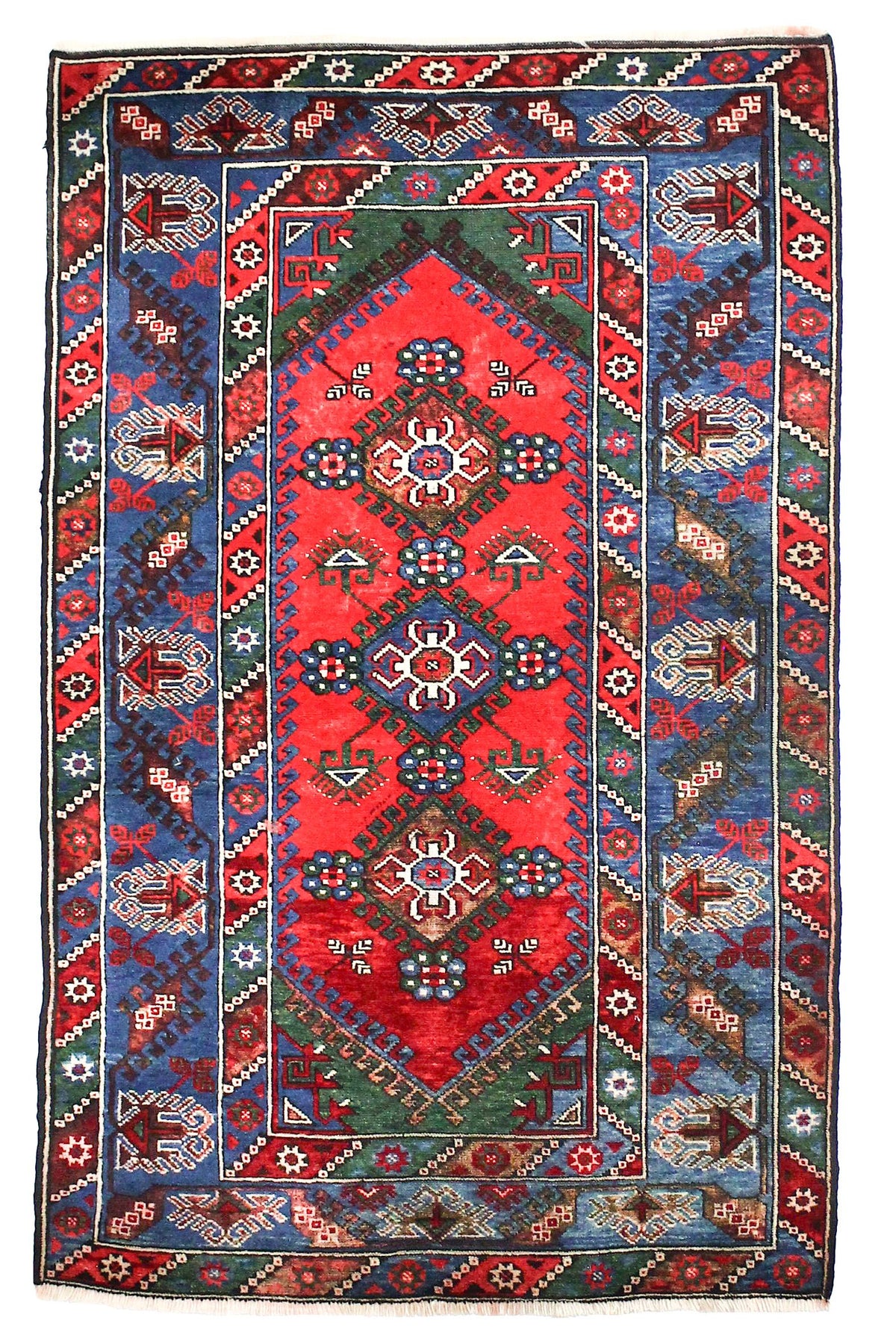 4x6 Red and Navy Anatolian Tribal Rug