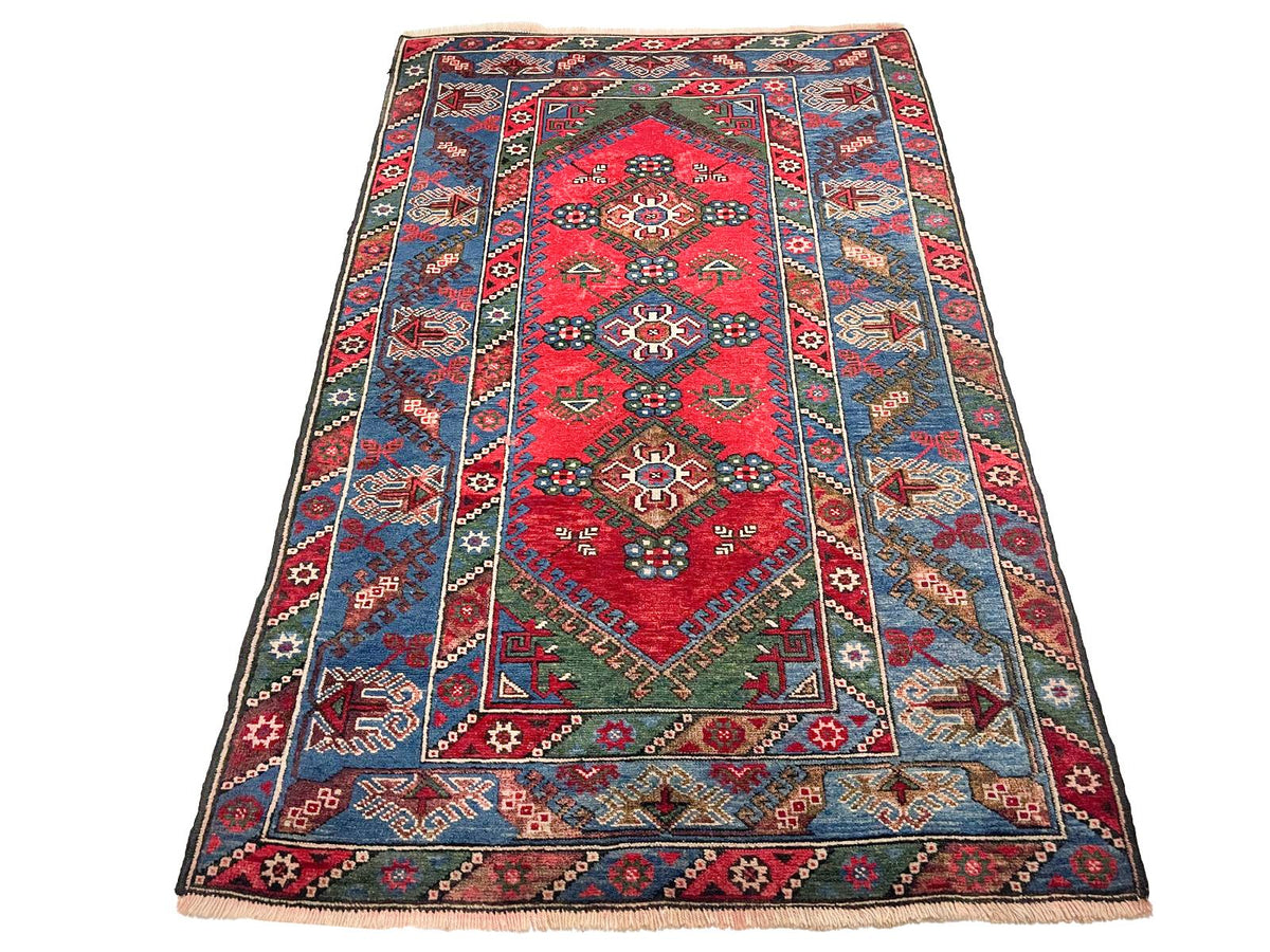 4x6 Red and Navy Anatolian Tribal Rug