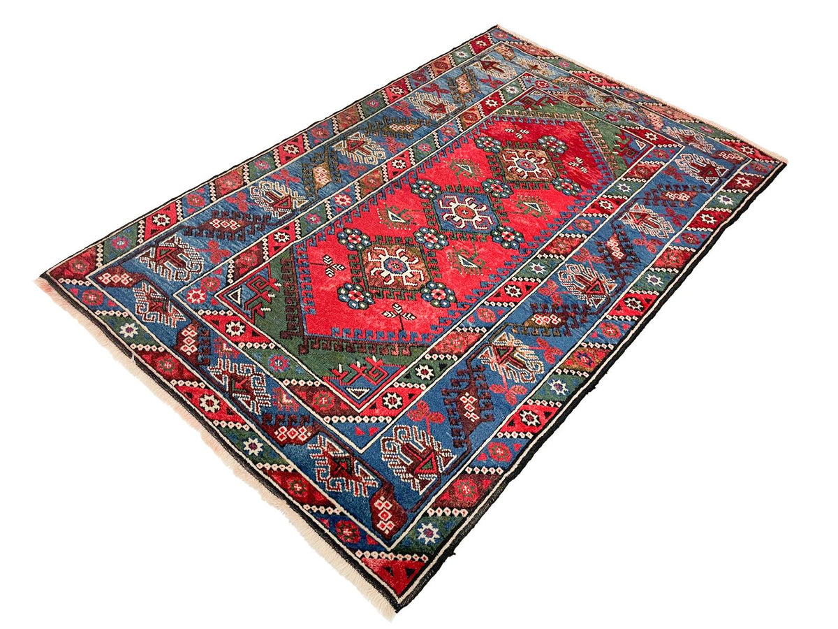 4x6 Red and Navy Anatolian Tribal Rug