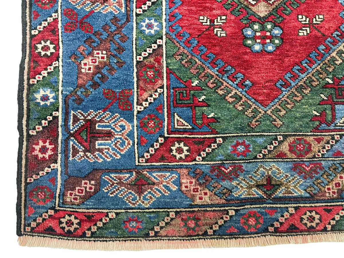 4x6 Red and Navy Anatolian Tribal Rug