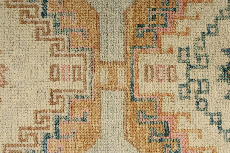 3x9 Light Green and Multicolor Turkish Oushak Runner
