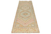 3x9 Light Green and Multicolor Turkish Oushak Runner