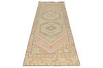3x9 Light Green and Multicolor Turkish Oushak Runner