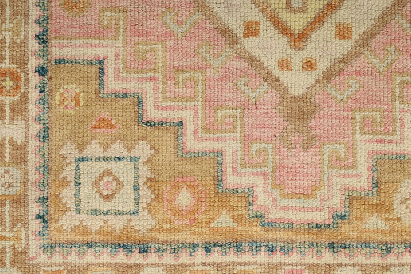 3x9 Light Green and Multicolor Turkish Oushak Runner