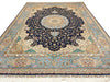 9x12 Navy and Light Blue Turkish Silk Rug