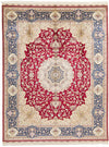 9x12 Blue and Ivory Turkish Silk Rug