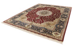 9x12 Blue and Ivory Turkish Silk Rug