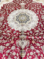 9x12 Blue and Ivory Turkish Silk Rug