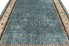 7x10 Blue and Ivory Turkish Silk Rug