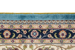 7x10 Blue and Ivory Turkish Silk Rug