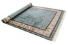 7x10 Blue and Ivory Turkish Silk Rug