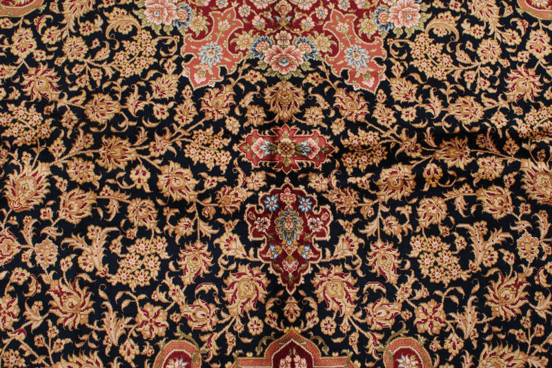 7x10 Black and Red Turkish Silk Rug