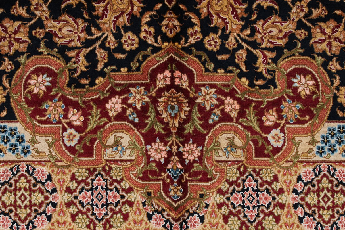 7x10 Black and Red Turkish Silk Rug