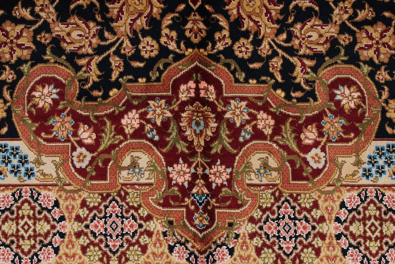 7x10 Black and Red Turkish Silk Rug