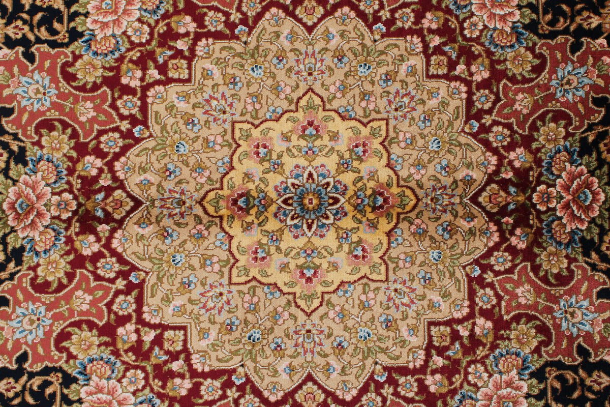 7x10 Black and Red Turkish Silk Rug