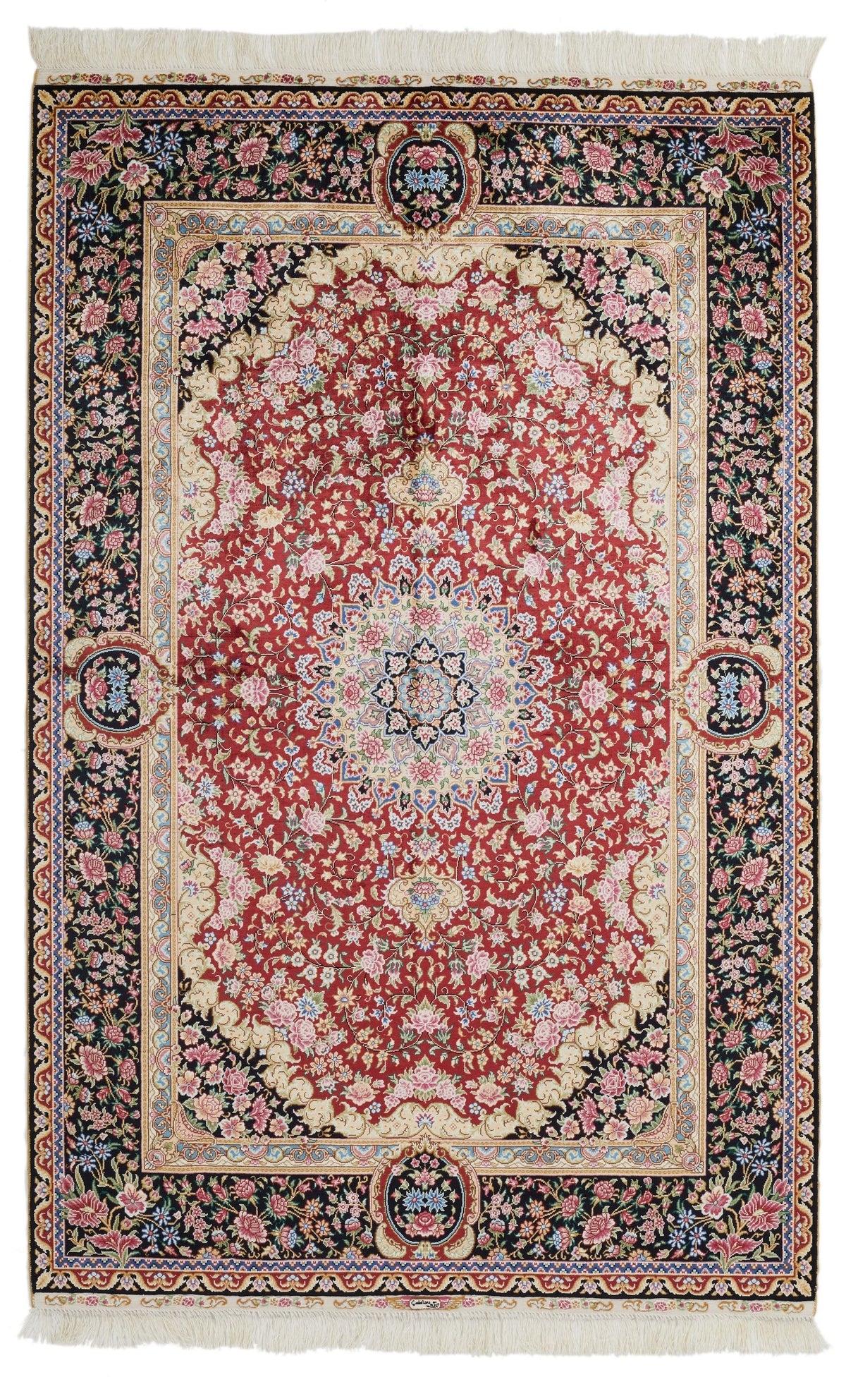 4x6 Red and Black Turkish Silk Rug