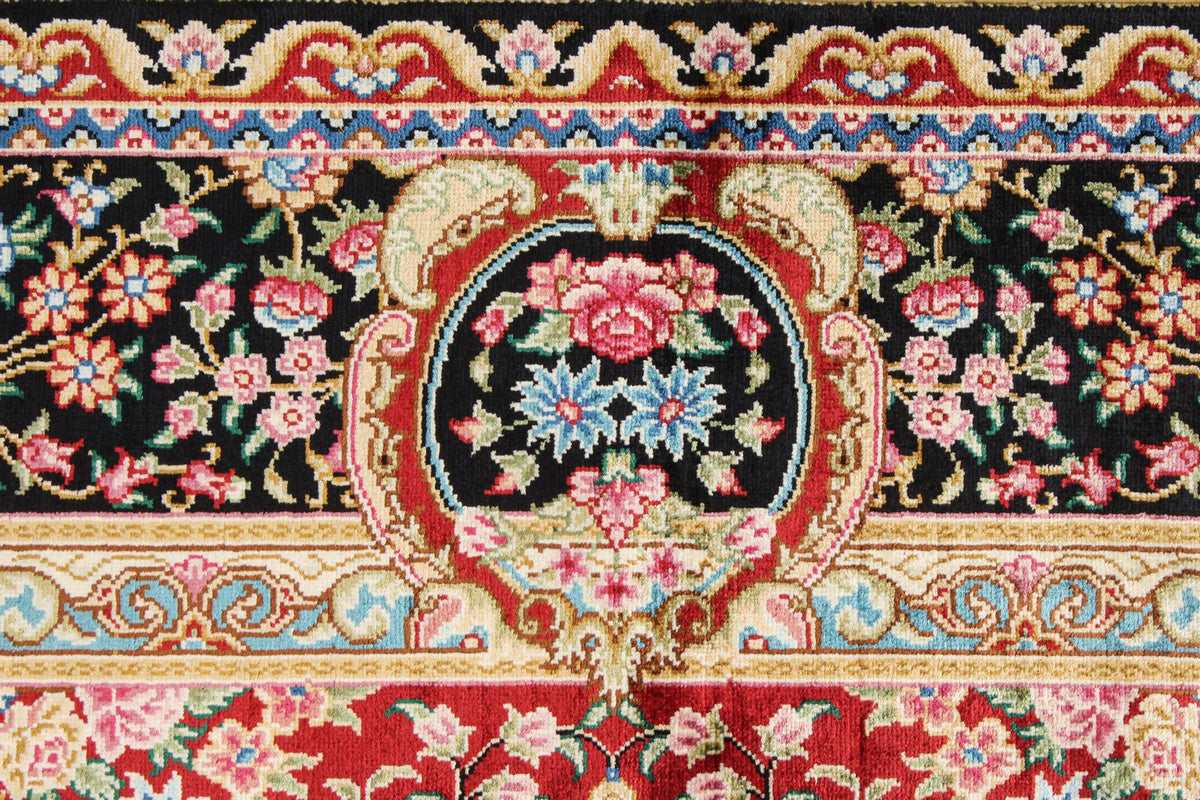 4x6 Red and Black Turkish Silk Rug