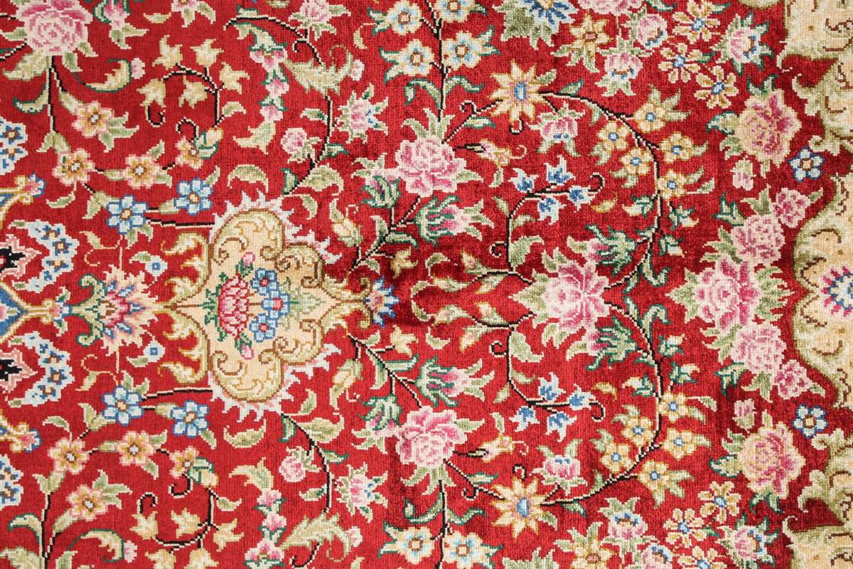 4x6 Red and Black Turkish Silk Rug