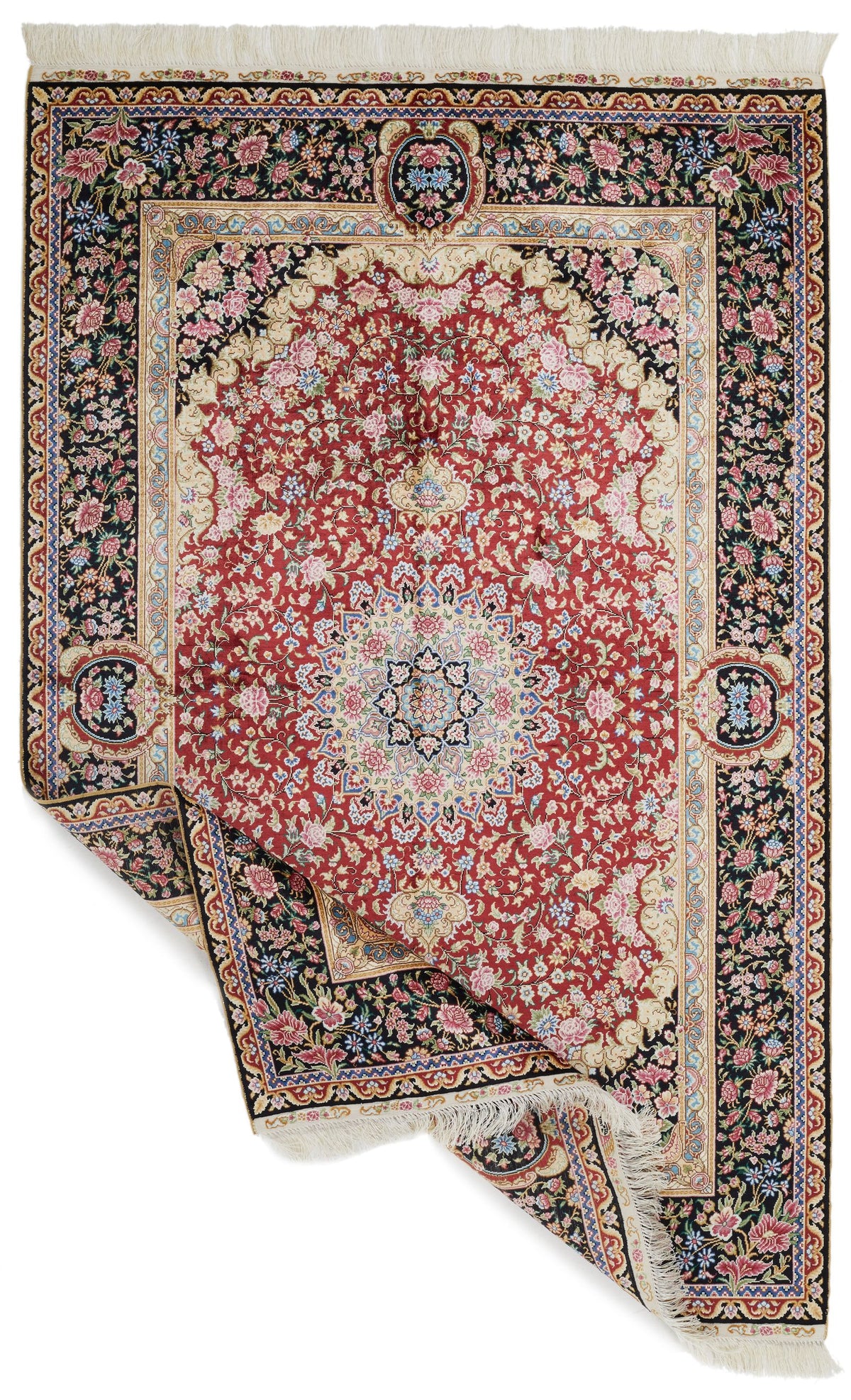 4x6 Red and Black Turkish Silk Rug