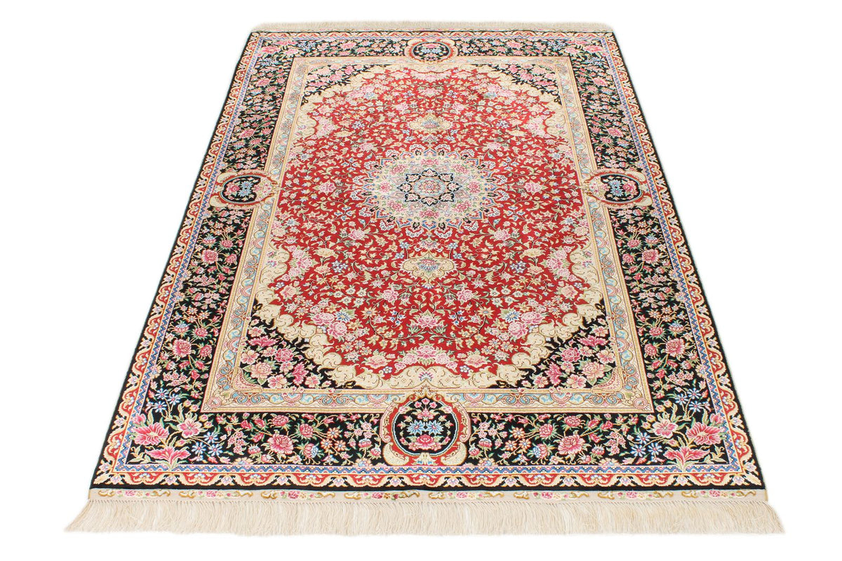 4x6 Red and Black Turkish Silk Rug