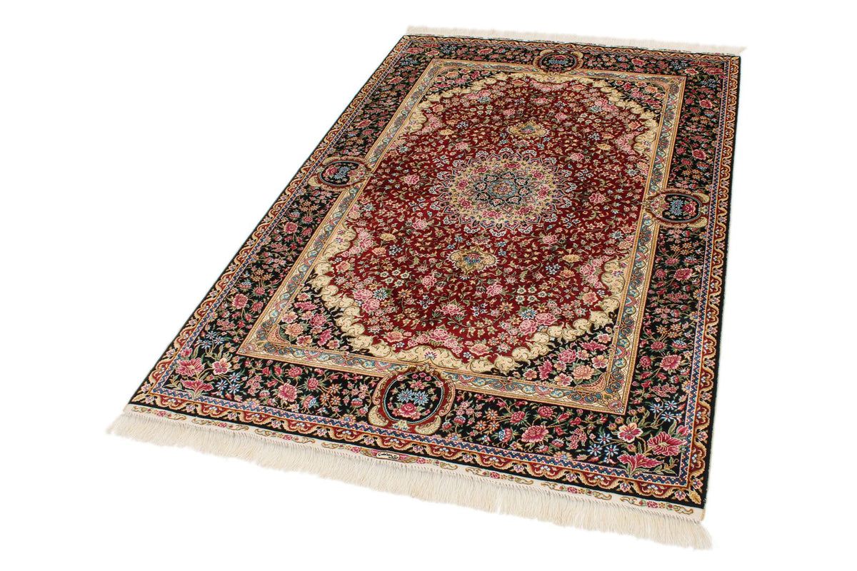 4x6 Red and Black Turkish Silk Rug