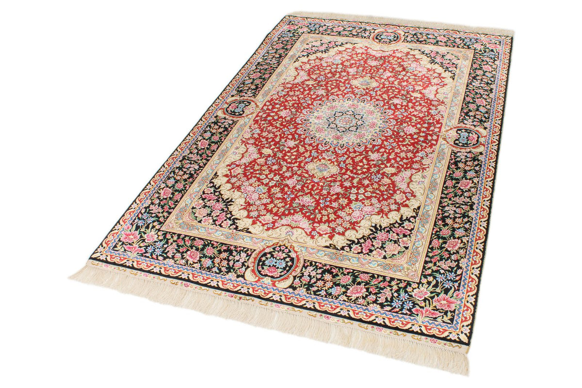 4x6 Red and Black Turkish Silk Rug