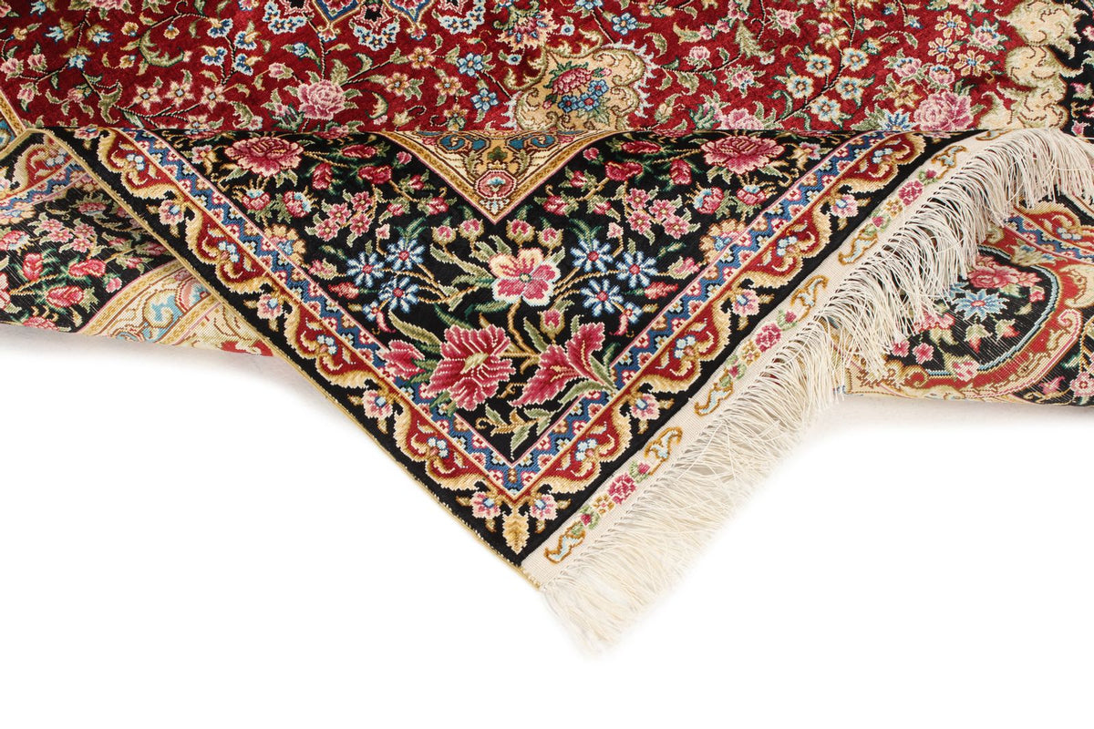 4x6 Red and Black Turkish Silk Rug