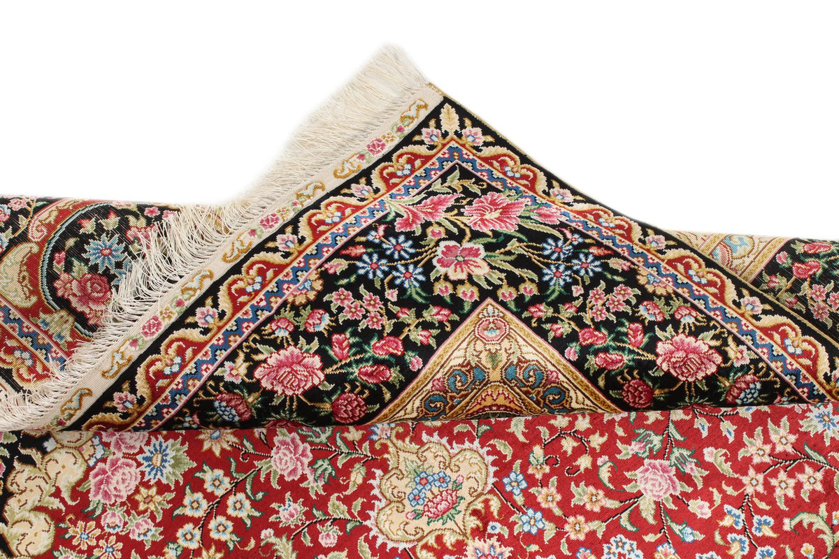 4x6 Red and Black Turkish Silk Rug