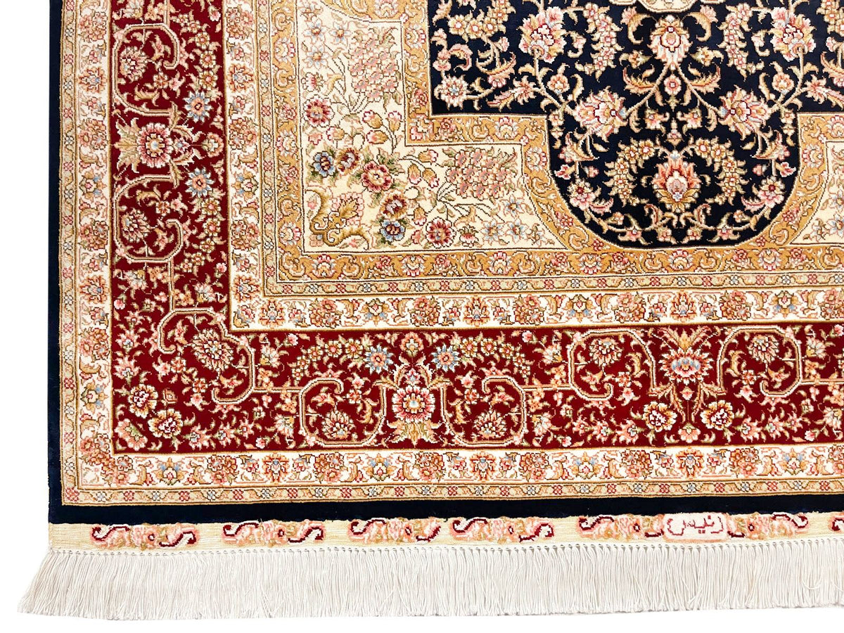 4x6 Black and Red Turkish Silk Rug
