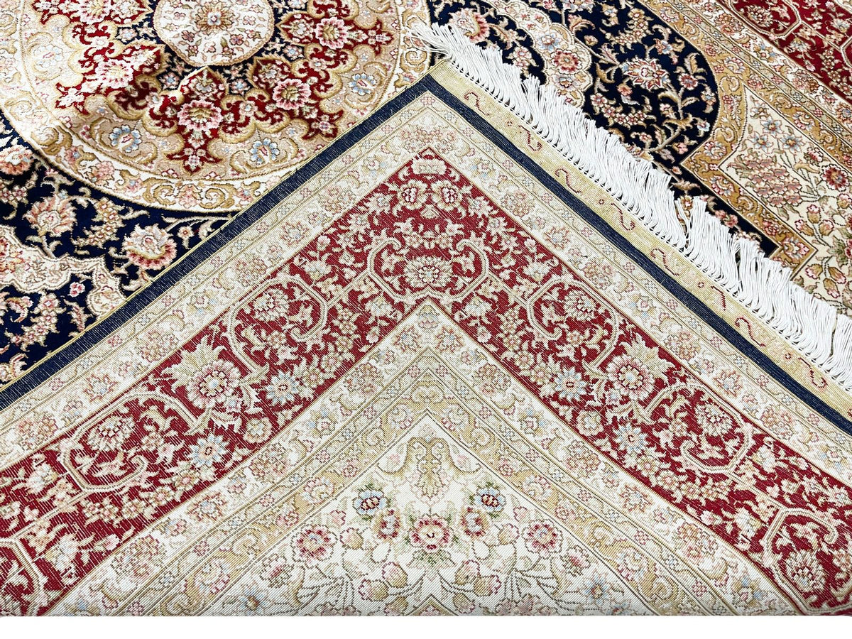 4x6 Black and Red Turkish Silk Rug