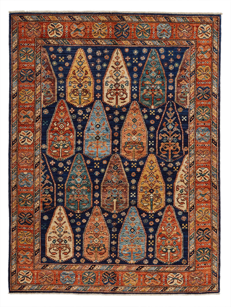 5x6 Navy and Red Anatolian Traditional Rug