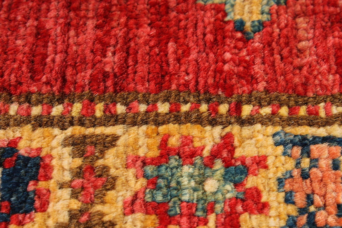 5x7 Red and Ivory Kazak Tribal Rug