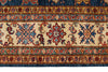 7x9 Blue and Ivory Kazak Tribal Rug