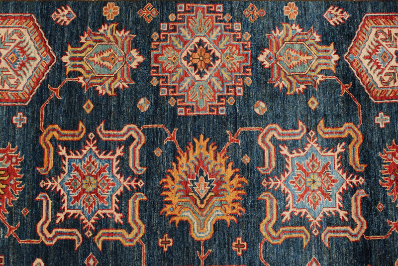 9x12 Navy and Red Kazak Tribal Rug