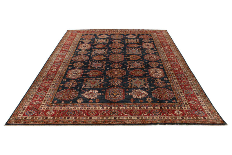 9x12 Navy and Red Kazak Tribal Rug