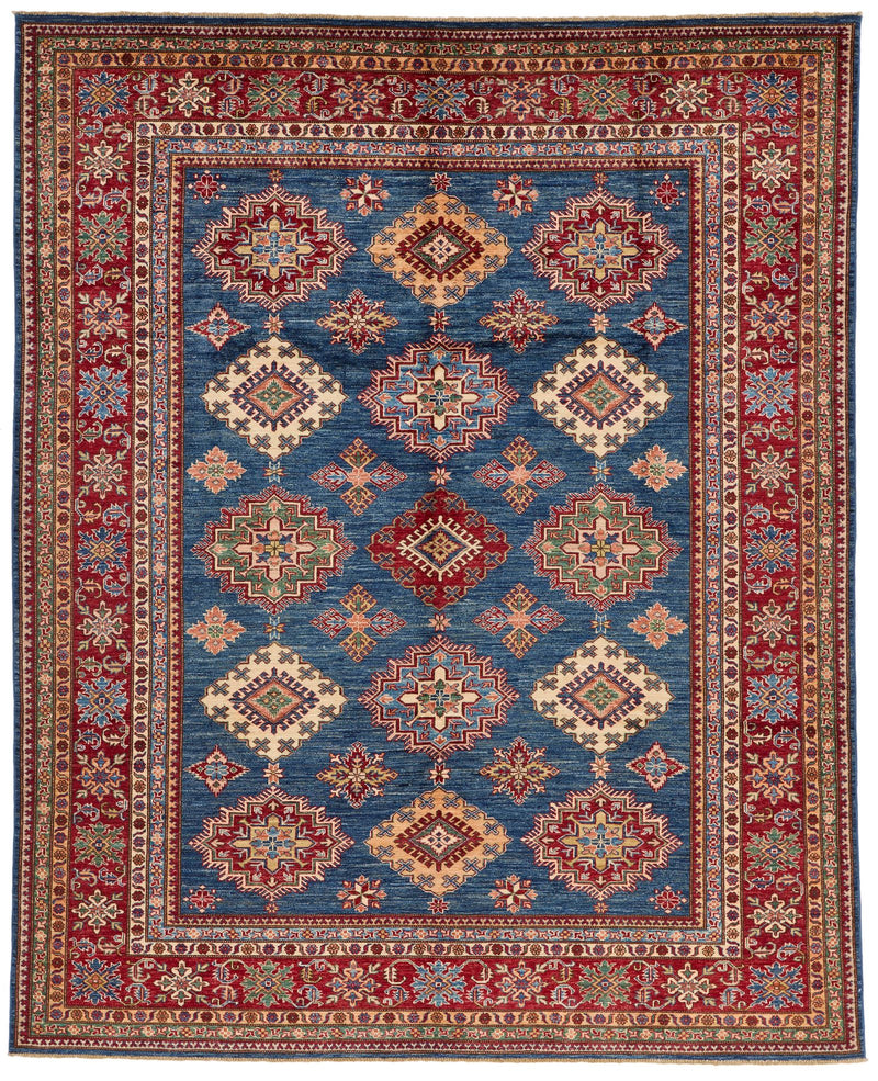 8x11 Navy and Red Kazak Tribal Rug