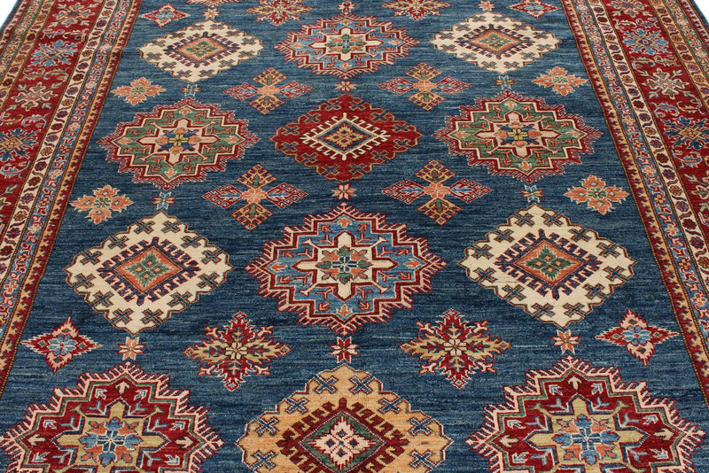 8x11 Navy and Red Kazak Tribal Rug