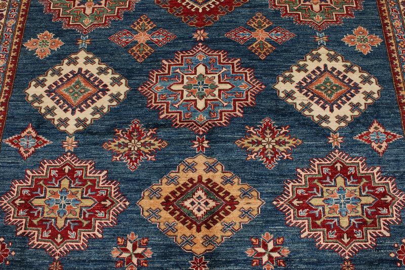 8x11 Navy and Red Kazak Tribal Rug