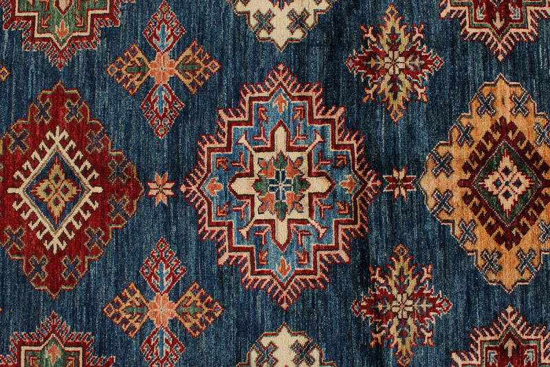 8x11 Navy and Red Kazak Tribal Rug