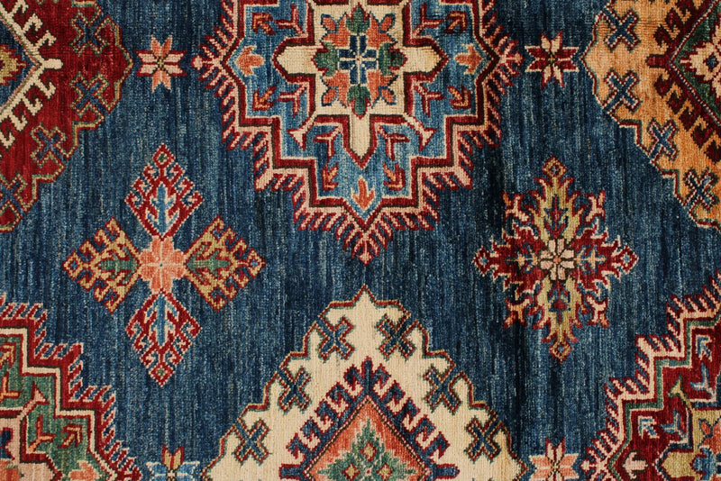 8x11 Navy and Red Kazak Tribal Rug