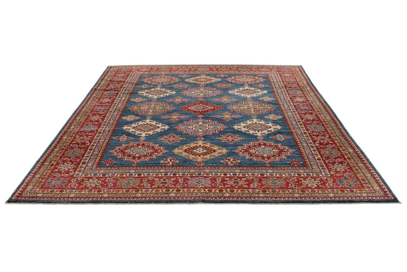 8x11 Navy and Red Kazak Tribal Rug