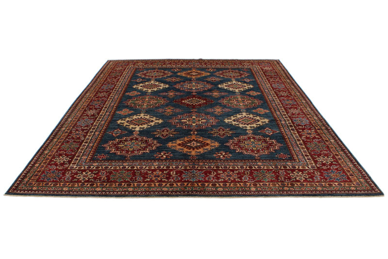 8x11 Navy and Red Kazak Tribal Rug