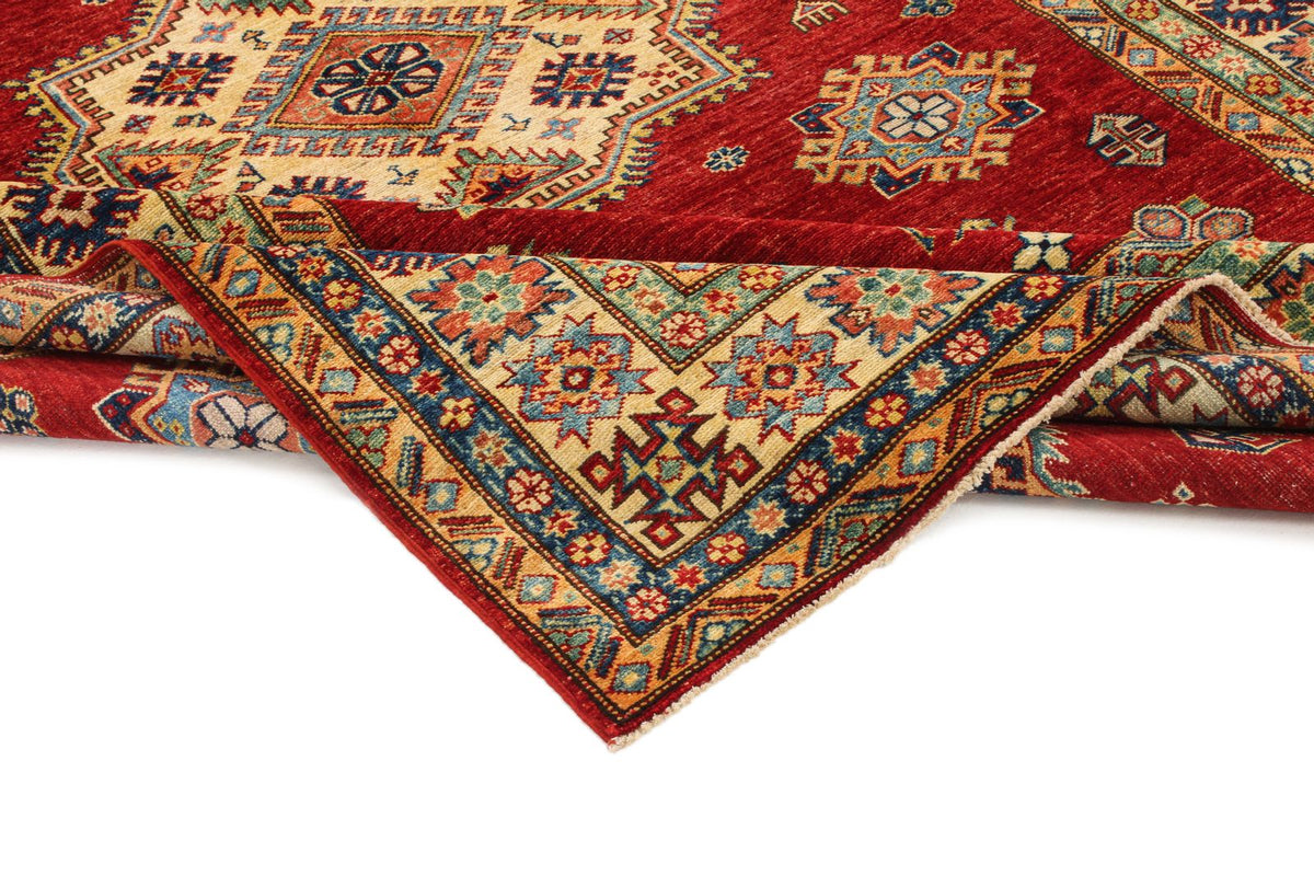 6x9 Red and Ivory Kazak Tribal Rug