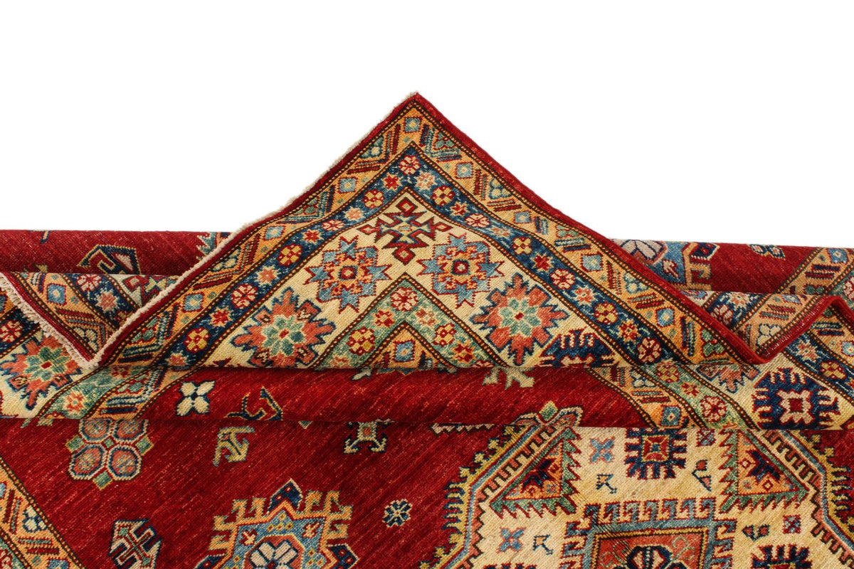 6x9 Red and Ivory Kazak Tribal Rug