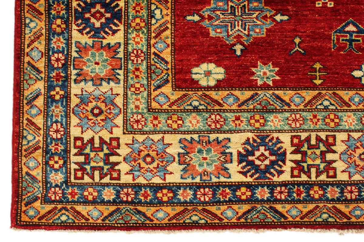 6x9 Red and Ivory Kazak Tribal Rug