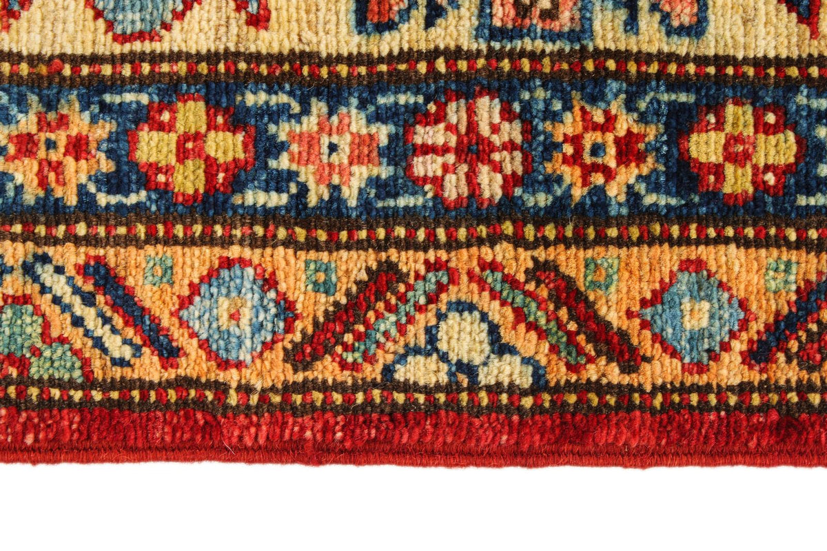 6x9 Red and Ivory Kazak Tribal Rug