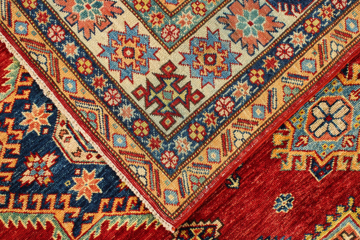 6x9 Red and Ivory Kazak Tribal Rug