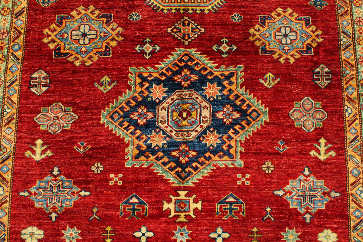 6x9 Red and Ivory Kazak Tribal Rug